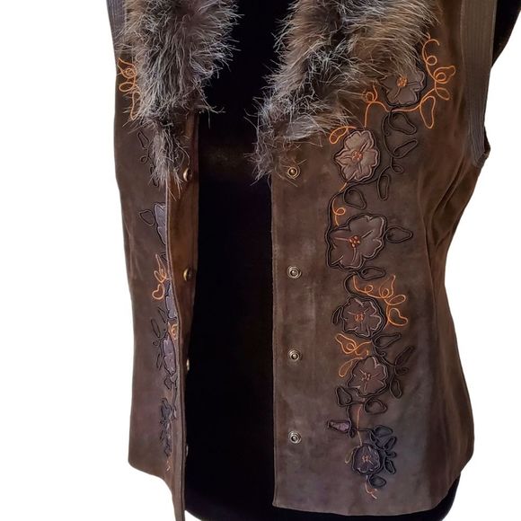 Nine West Leather Vest with Faux Fur Size M - Picture 5 of 7